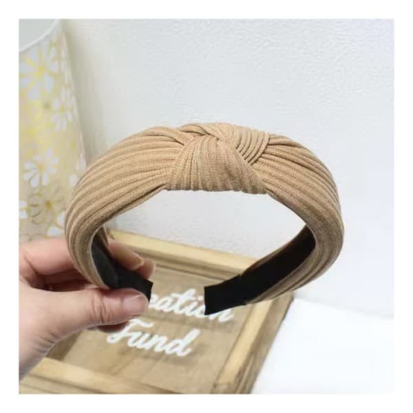 Hodebånd for kvinner 2 pakker stoff hårbånd tilbehør elastisk hodebånd søte utendørs hårtilbehør (rosa og brun)