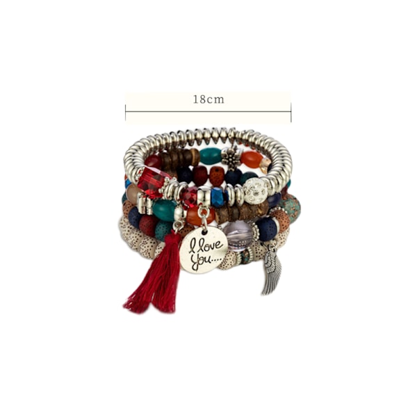 5 set bohemiska stapelbara pärlarmband flerskiktade stretch armband flerfärgade smyckesset boho hänge charm armband  tasslarmband