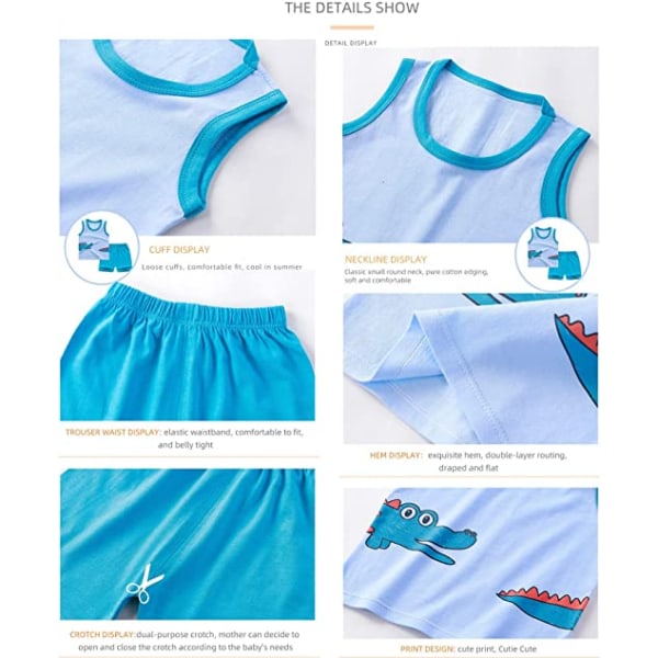 AVEKI Boy's Toddler Bomulls ärmlös T-shirt och shorts Set Summer Outfit --- Grå C (Storlek 130)