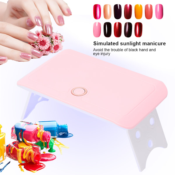 24W Bärbar Fällbar USB LED UV Nagellampa Gel Nagellack Torktumlare Nagelkonst MaskinRosa