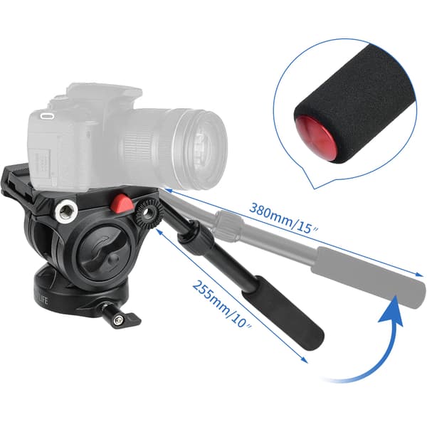 Kamera videokamera stativhode Fluid Drag Pan/Tilt-hode med hurtigutløserplate