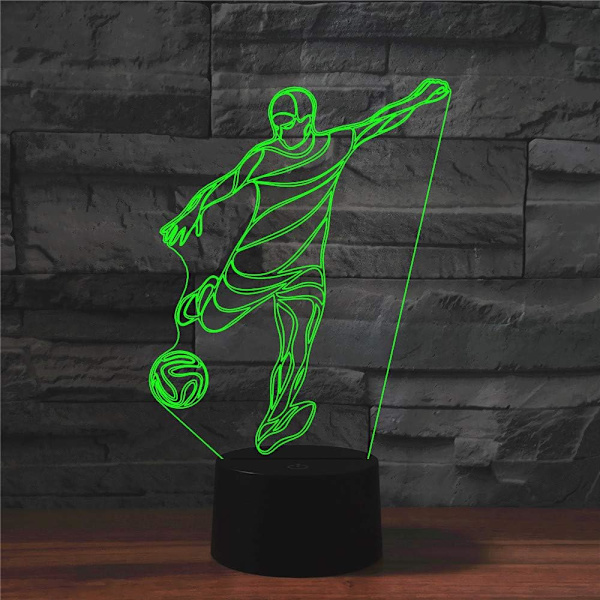 WJ 3D Play Fodbold Fjernbetjening 16 Farve Natlys Illusion Akryl LED Bordlampe Sengelampe Børneværelse Skrivebordsdekoration Fødselsdagsgaver Legetøj
