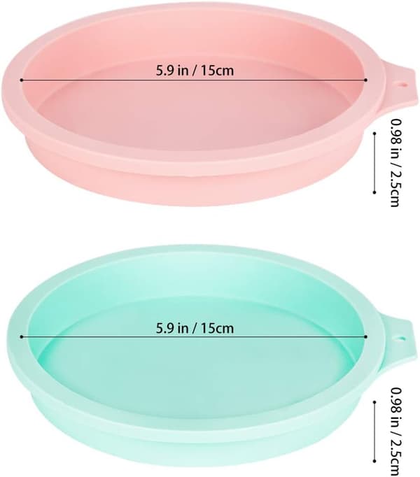 6-Tommer Silikon Rund Kageform Bageform, Bageform DIY Regnbuekager, Non-Stick Silikon, Pakke med 4