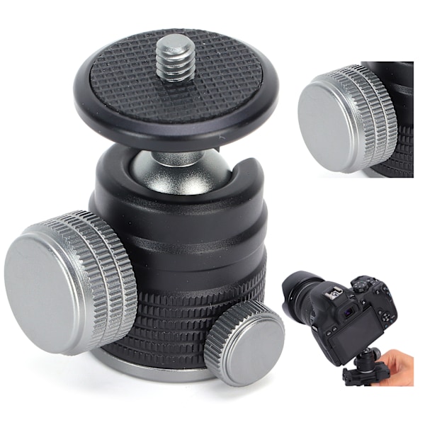Adapter för varm skofäste 360 graders vridbar minikulled 1/4 tums stativskruvhuvud för DSLR-kamera