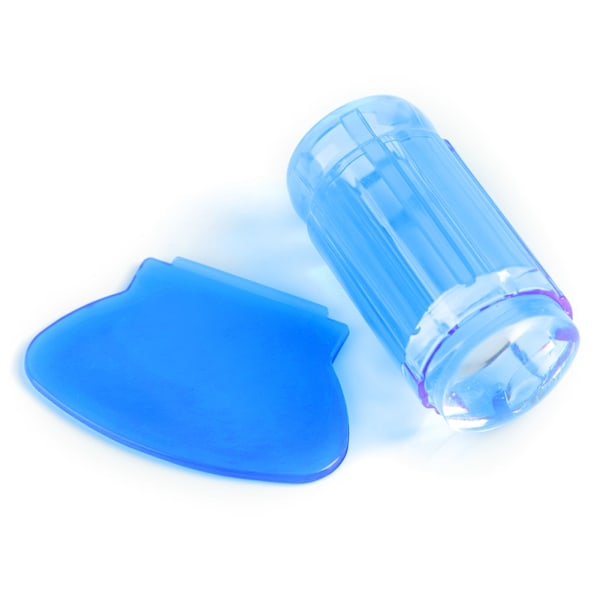 Transparent Silikoneneglelak Forsegling Hoved Stempel Skraber Neglekunst Værktøj (Transparent Blå)