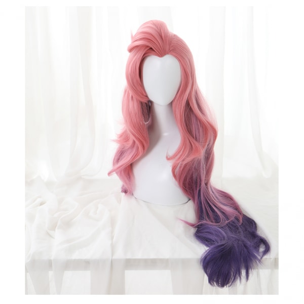 Anime Cosplay Långhårig Peruk, Värmebeständig Syntetisk Peruk för Halloween, Vardagsfest Kostymtillbehör (Rosa Lila Gradient)