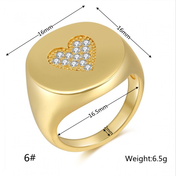 Chunky Gold Rings - Signet Sings for Women, Dome Ring, Statement Ring, 18k guldpläterad ring i rostfritt stål, guld- vit Storlek: 8