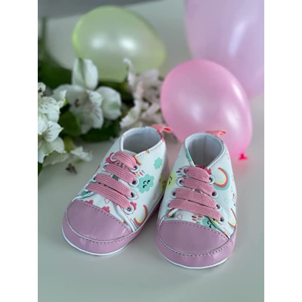 Unisex -sneakers för spädbarn Mjuka utan slips Anti-halksula High-Top  Sneaker Canvas Snygga nyfödda skor för flickor och pojkar – rosa regnbåge  （11 cm） 2795 | Fyndiq