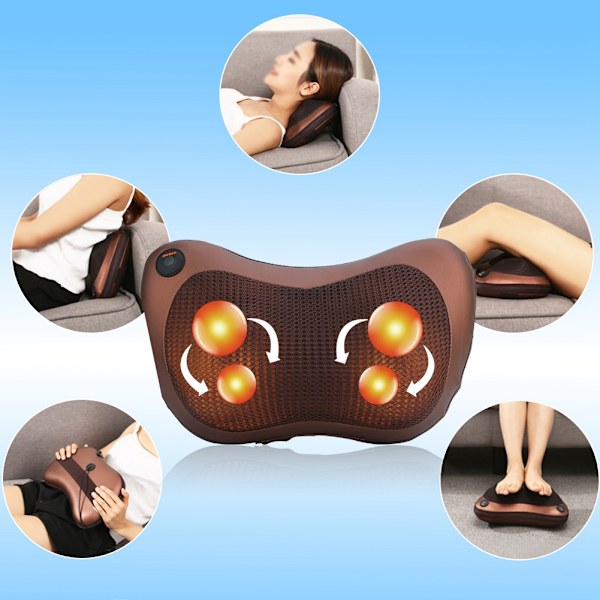 Elektronisk varme massagepude massager pude bil hjem lænd nakke ryg skulder afslapning