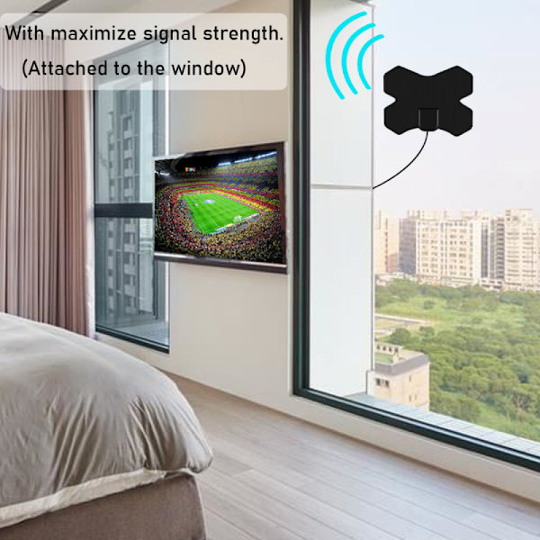 TV-antenne Digital HDTV-antenne Indendørs antenne HDTV-forstærker Super flad TV-antenne HD / 1080p Gratis kanaler