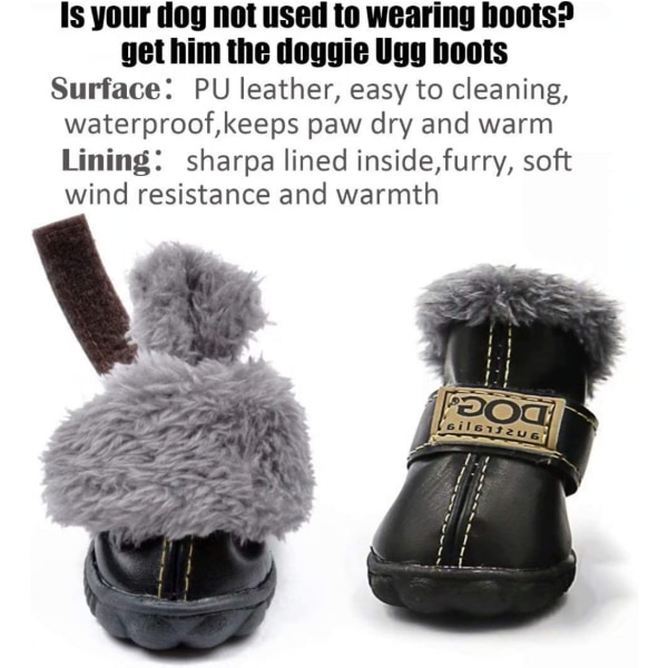 Hundskor Varma stövlar Vinter Vattentät Skidproof Läder Puppy Paw Protectors Stövlar för snö/is trottoar