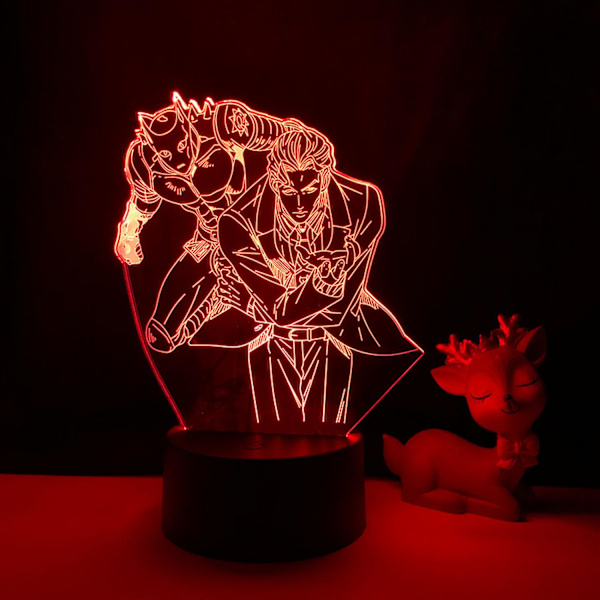 3D Illusionslampe Anime JoJo's Bizarre Adventure Nattlys med Fjernkontroll for Soverom Dekorativ Gutter Jenter Bursdag Jul