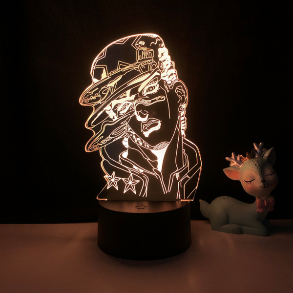 Qinwei 3D Illusion Lamp Anime JoJo's Bizarre Adventure  Night Light with Remote Control for Bedroom Decorative Boys Girls Birthday Christmas -- Patte