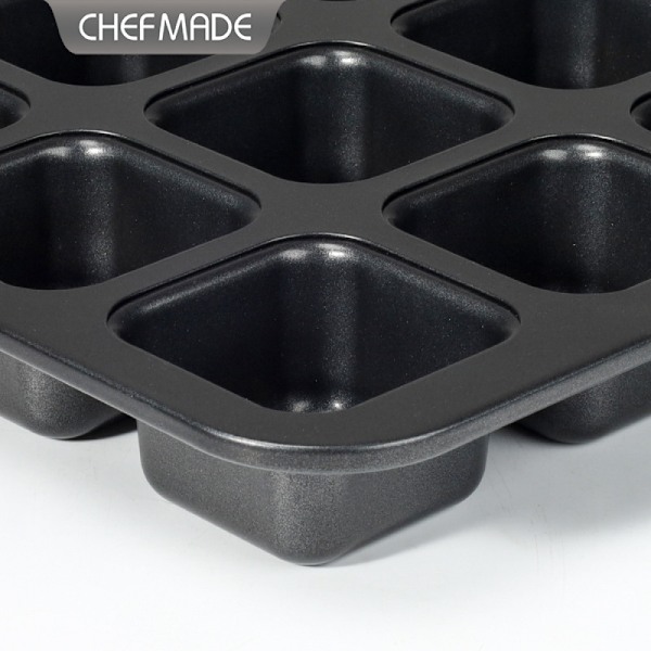 Cavity All Edges Square Cupcake Brownie Pans Mini Cake Non Stick Baking Carbon Steel Bread Mold Small Edge