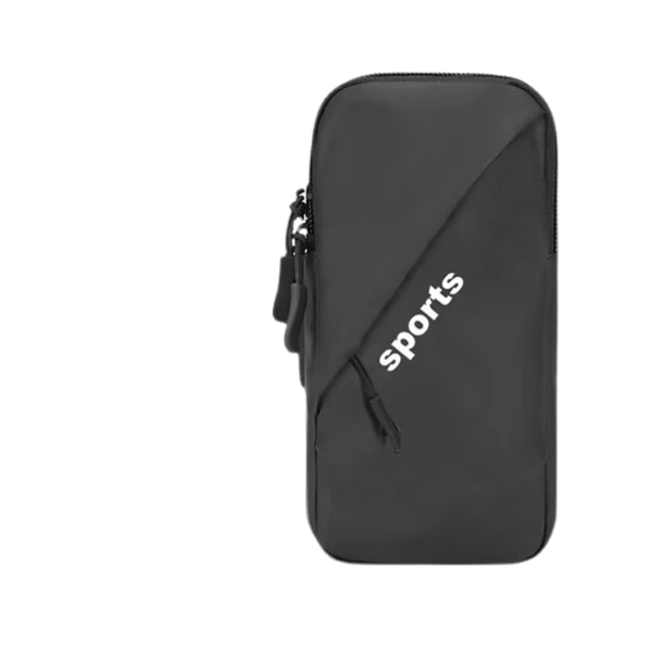 Telefonhållare, liten crossbody-väska med armrem för löpning, promenader, vandring och cykling 6,7 tum diagonal dragkedja （svart）