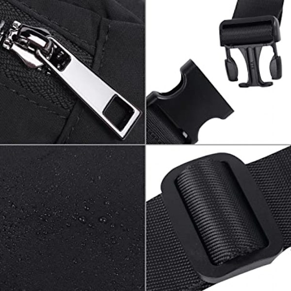 Leotruny Unisex Mini Bältesväska, Justerbar Rem Crossbody Midjeväska, Lämplig för Träning, Shopping, Vandring (Svart)