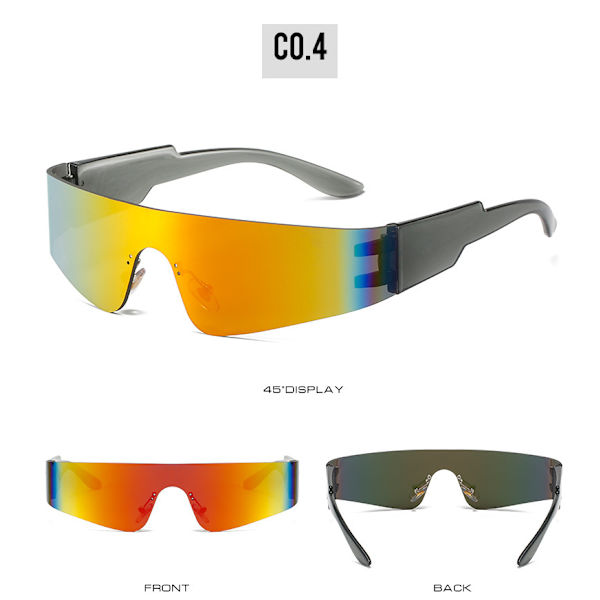 Wekity Futuristiske Visor Punk Solbriller Rammeløse En Stykke Briller Miorred Shades Kvinder Mænd