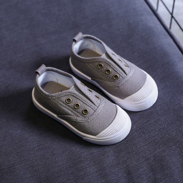 Pojkar och flickor Canvas Lättvikts Slip-On Sneakers Löparsko ---- Grå （Stl 24）