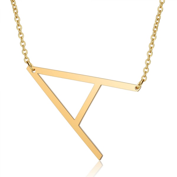 Halsband med sidled block initial bokstav för kvinnor --- A