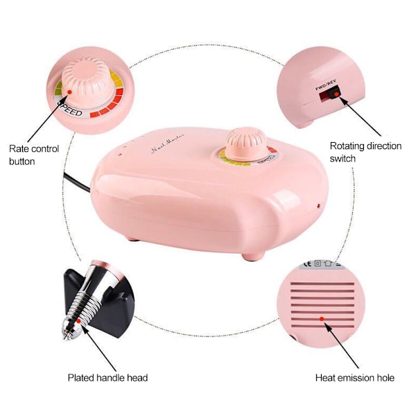 35000RPM Professionell nagelborrmaskin Elektrisk nagelslipning Poleringsverktyg Manikyrverktyg US-kontakt 110V