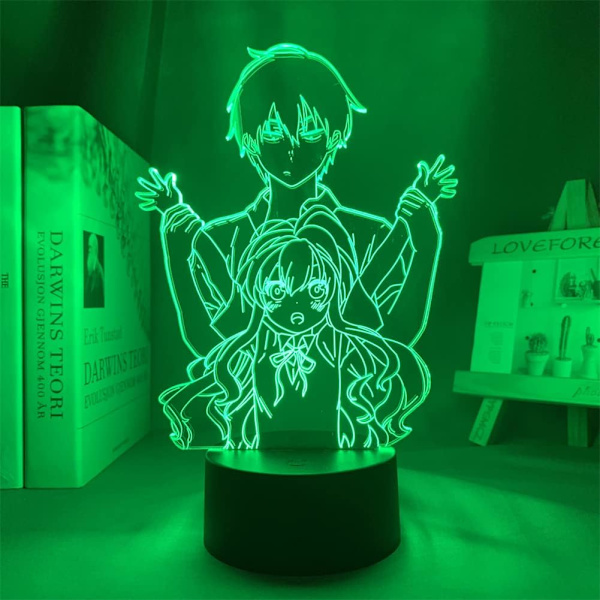 7/16 farger dimbar berøringsfjernkontroll Anime 3D illusjonslampe Manga Toradora Taiga Aisaka nattlys soveromdekorasjon LED-skrivebordslampe julegaver til barn