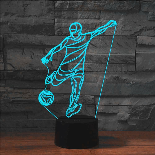 WJ 3D Fodbold LED Natlampe Illusion Natlampe 16 Farve Skiftende Bord Dekoration Gave Akryl Flad ABS Base USB Kabel Legetøj