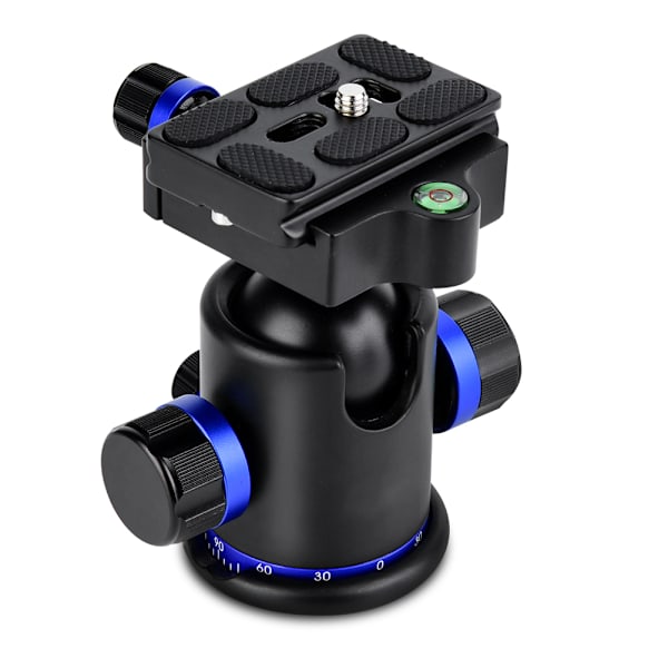 Mefury Tripod Kulled med Panorering och 3 st 1/4\" till 3/8\" Skruvadapter Blå