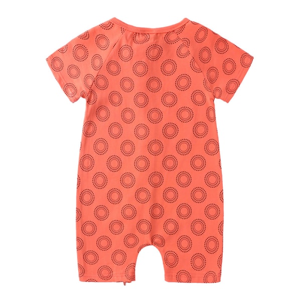 AVEKI Baby Boy Girl Kortärmad Romper Unisex Toddler Bomull Dragkedja Jumpsuit Outfits --- Orange Circle （Storlek 90）