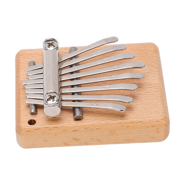 Tommelpiano 8 Tangenter Mini Bøk Kalimba Bærbar Finger Spilleinstrument med Lanyard