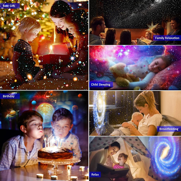 Stjärnprojektor, Planetarieprojektor för Sovrum Ultra Klar Galax Nattlampa med 4K Utbytbara 13 Galaxskivor 360 Grader Rot Ivory White