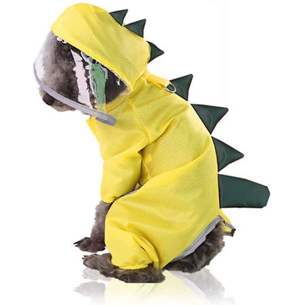 4-ben hundregnrock Dinosaurie Reflex Regnjacka Poncho Med Huva (L)