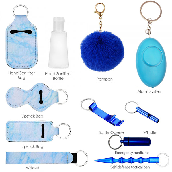 Nøkkelringsett for kvinners beskyttelse, 11PCS Bead Keychain Armbånd Fullt sett, Selvforsvar Nøkkelringsett