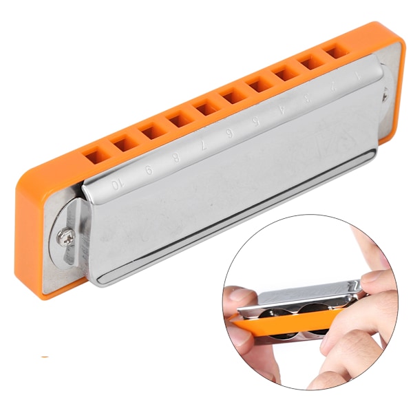 10-håls munspel Blues B-nyckel harpa blåsinstrument nybörjarövning AM-20D orange