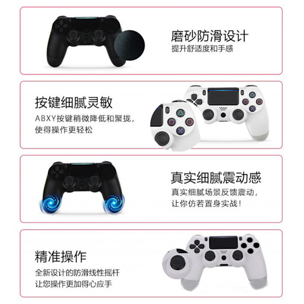 Trådløs Controller til PS4, Gamepad Fjernbetjening Joystick til Playstation 4 Spilkonsol Genopladeligt Batteri, Dobbelt Vibration håndtag