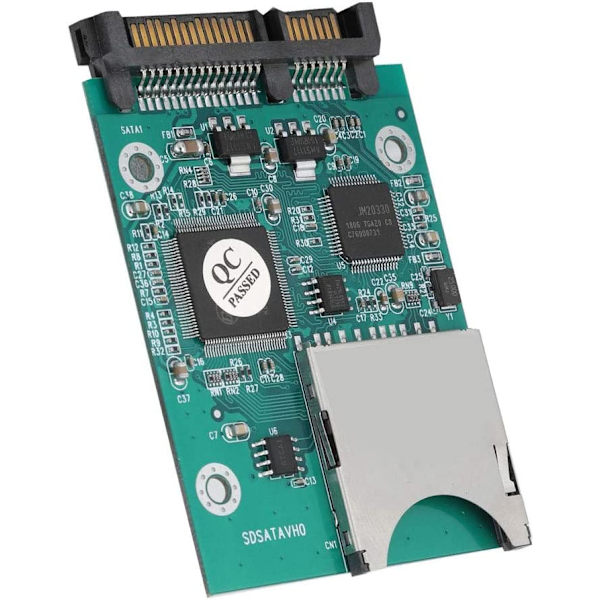 SD till SATA-adapterkonverterare, 22 MB/s snabb överföring SD/SDHC/SDXC/MMC minneskort till 2,5 tum 7+15P SATA-konverteradapter, 2 st