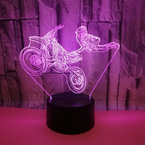 Stunt Motorsykkel 3D Illusjon Nattlys 16 Farger Endring Berøring   Fjernkontroll Hjemmeinnredning LED  Jul Bursdagsgave（Stil T）