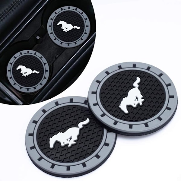 2 st Bil Mugghållare Underlägg, Mugghållare Insats Underlägg med Mustang Snake Speedstar Evos Everest GT Shelby Mach-E Grand C-MAX Falcon T