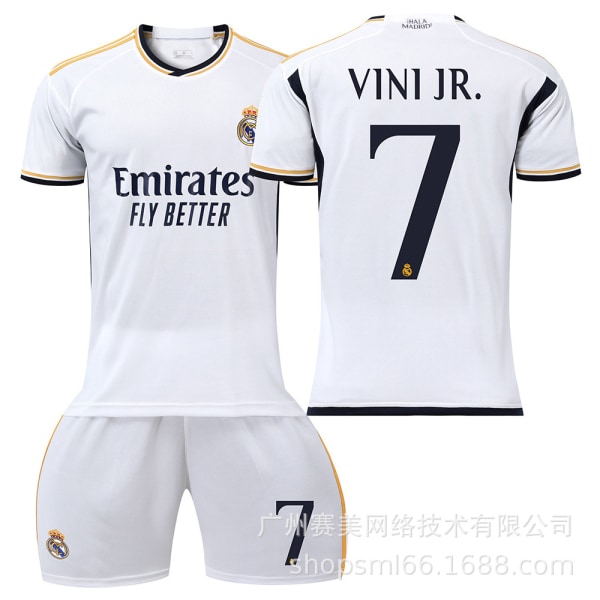 23-24 Ny Real Madrid Hjemme Barn Voksen Fotballsett-7 VINI JR.-28# 7 VINI JR. 28#