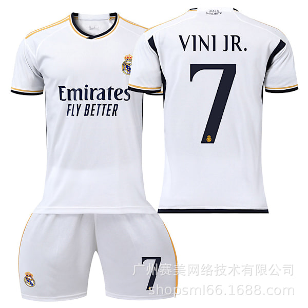 23-24 Ny Real Madrid Hjemmebørns Voksen Fodboldsæt-7 VINI JR.-20# 7 VINI JR. 20#