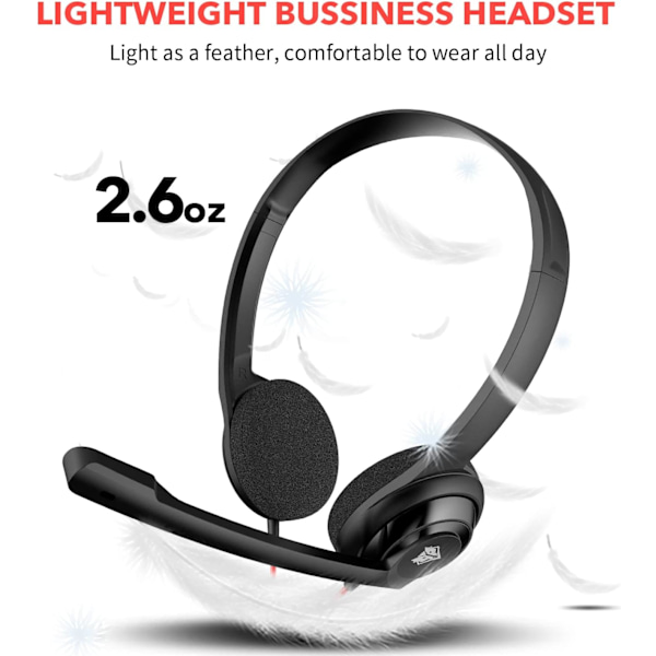 USB C-headset med mikrofon for bærbar telefon, hodetelefoner med støydempende mikrofon for datamaskin, On-Ear kablet kontorsamtale C