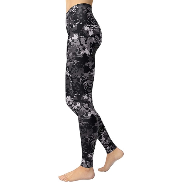 Dames bløde højtaljede trykte skinny stretch yoga bukser i fuld længde (Printstørrelse 9)