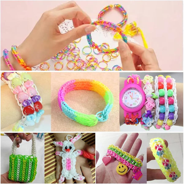 Gummistrikk armbåndsett, vev armbåndsett for DIY kunst og håndverk, 4800 stk med oppbevaringsbeholder, charms, Y-vever, heklenål Parent 1500 Pcs