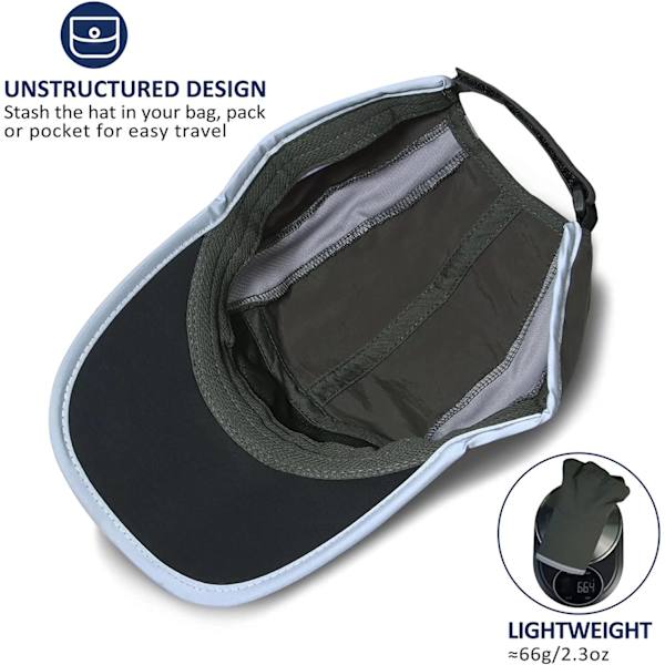 Wekity Reflekterende sammenleggbar utendørshatt Ustrukturert design UPF 50+ solbeskyttelse Sport hatter for kvinner og menn