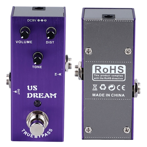 Gitarrdistorsionseffekt Metallskal Flera toner Elektrisk gitarr Effektpedal Vredjustering AN‑03 Lila