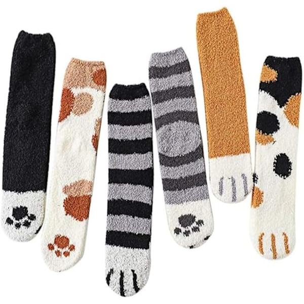6 Par Dam Fuzzystrumpor Vinter Varma Mjuka Mysiga Fluffiga Mikrofiber Hemma Sova Toffelstrumpor Julgåvor