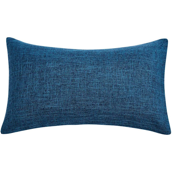 Set med 2 mörkblå kuddfodral Rustikt linne dekorativa kuddfodral 12x20 tum för soffa soffdekoration