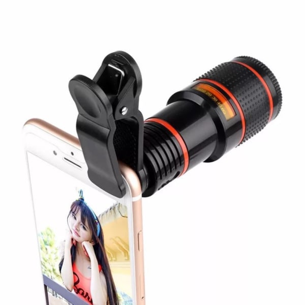 Mobiltelefon Kameralins, 8X Telephoto Universal Clip On HD-lins Kompatibel med iPhone 12/11 Pro Max X XS Max XR/8/7/6/6s