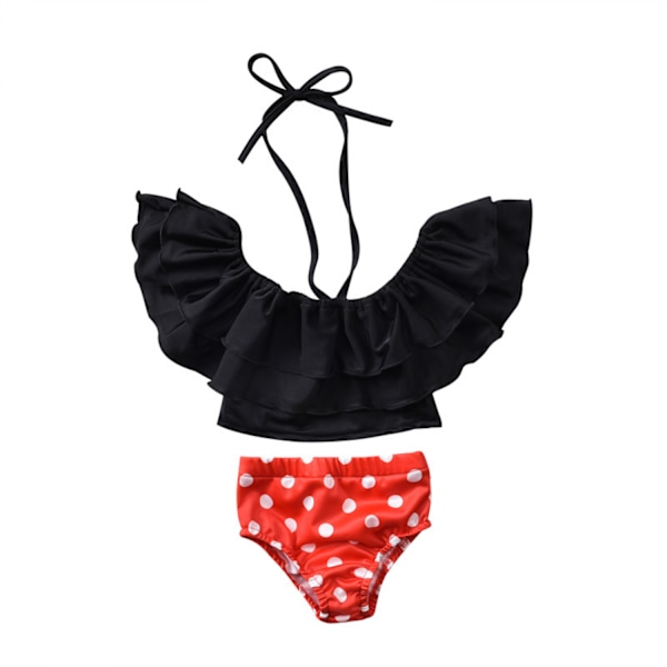 Pige Floral Print Badedragter Ruffle Flounce Todelt Badedragter Egnet til 6-12 Måned