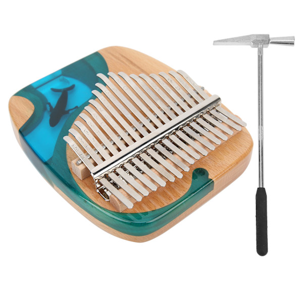 Kalimba Tommelpiano Hval 17-Key Musikinstrument med Klistremerke for Barn Nybegynner