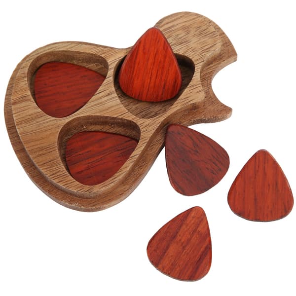 Gitarrplektrum Box Set Mahogny Gitarr Form Fall Delikat Musikinstrument Tillbehör